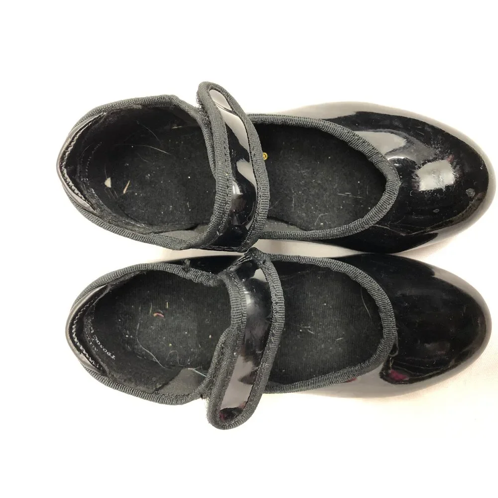 Pre-Owned Dance Tap Shoes Theatricals Kids 8M Mary Jane Black Easy Strap